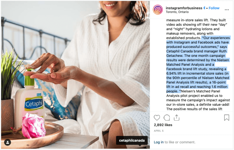 Screenshot of an Instagram ad from Cetaphil