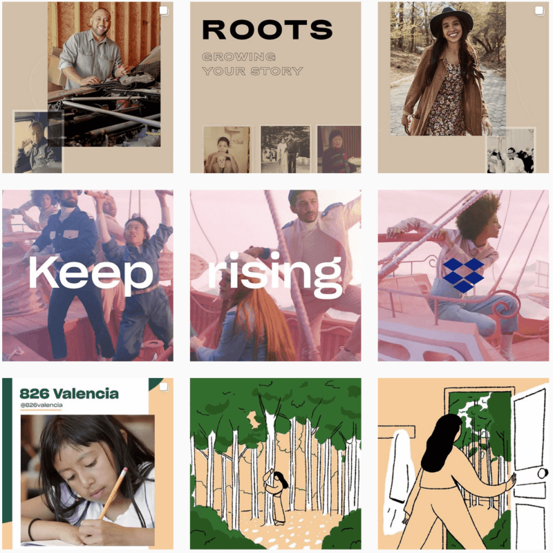 Screenshot of Dropbox's Instagram profile