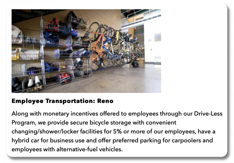 Example About page: Section of Patagonia's about page dedicated to employees riding their bikes to work