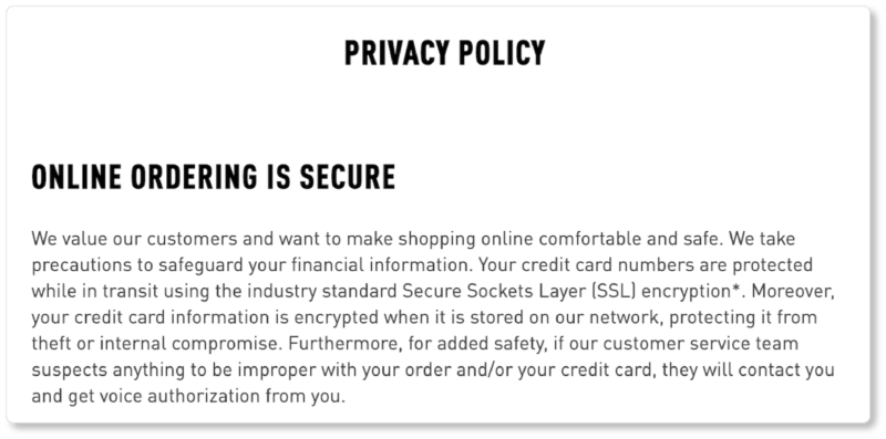 Bridge and Burn ecommerce privacy policy