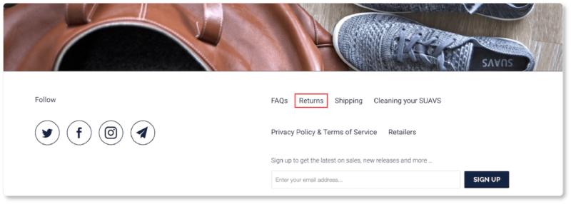 Suavs return policy link