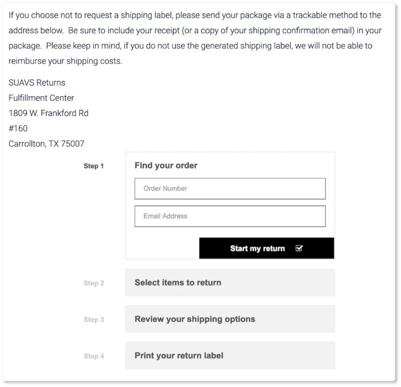 Suavs return policy process