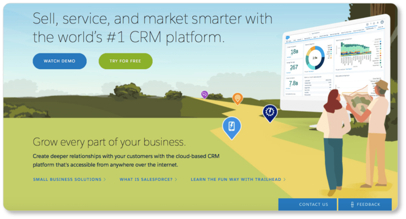 Salesforce page with two CTAs that are equally visually weighted