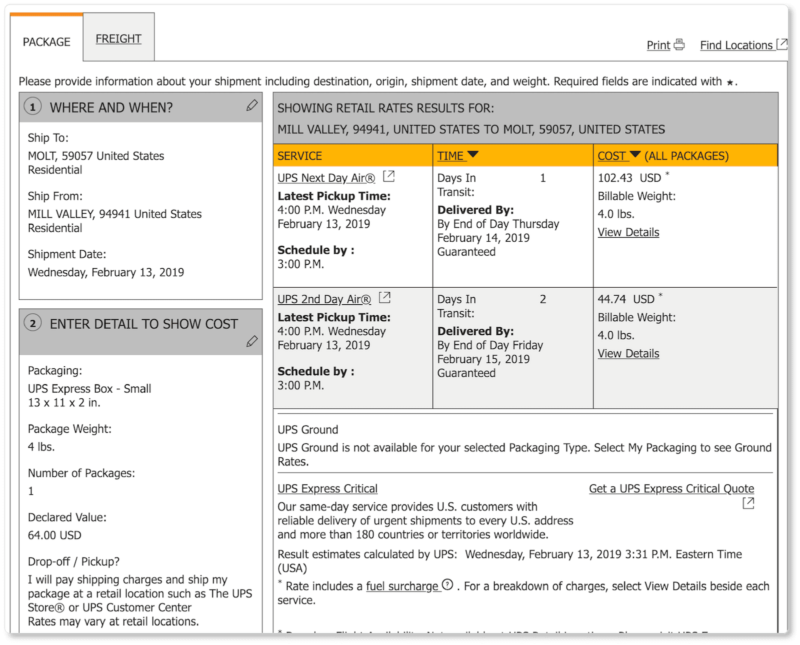 shipping carrier options