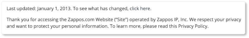 Zappos privacy policy