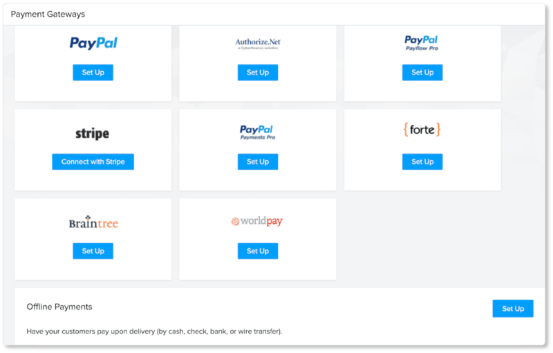 Zoho Commerce Payment Gateways