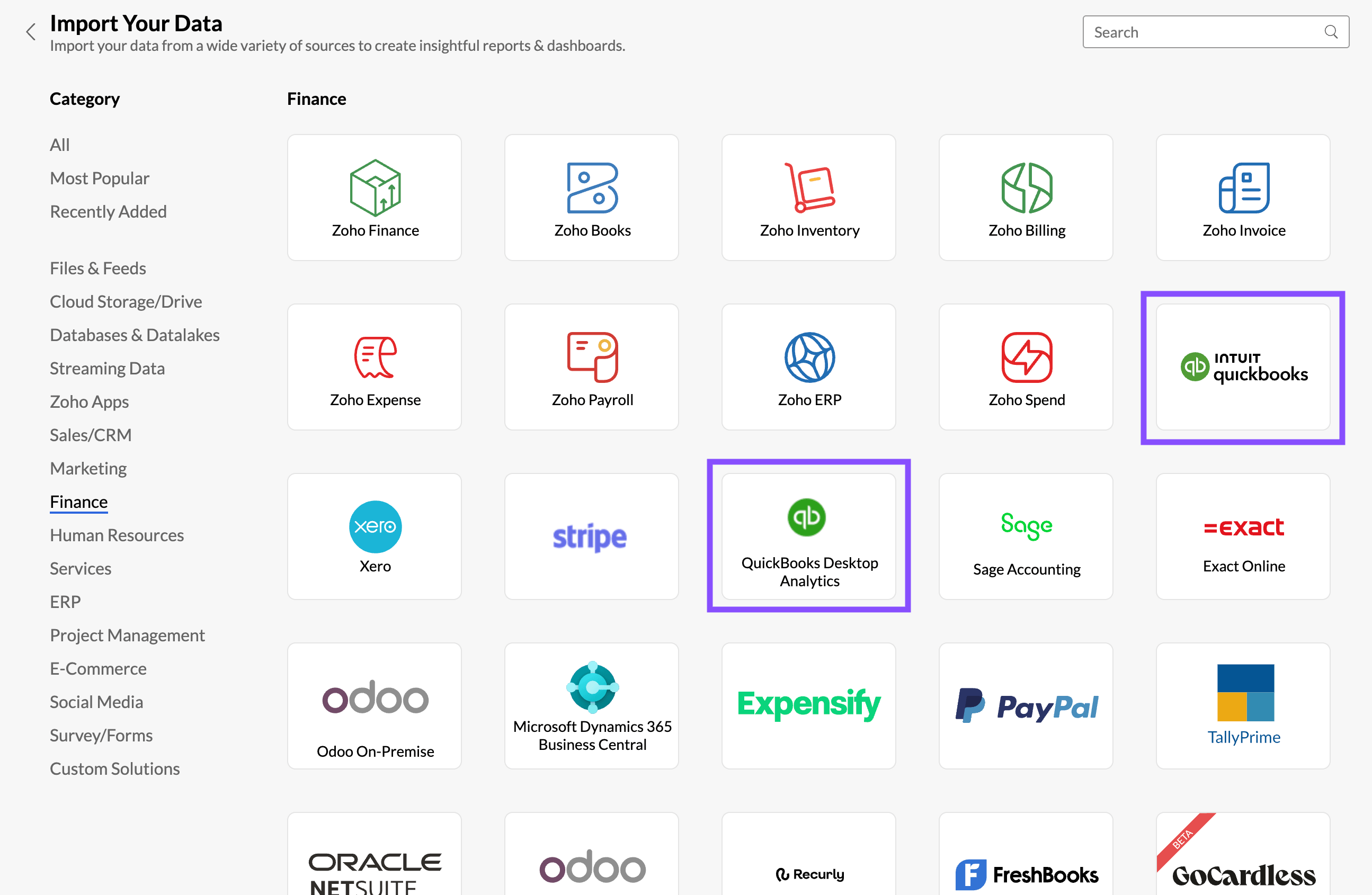 Import from QuickBooks
