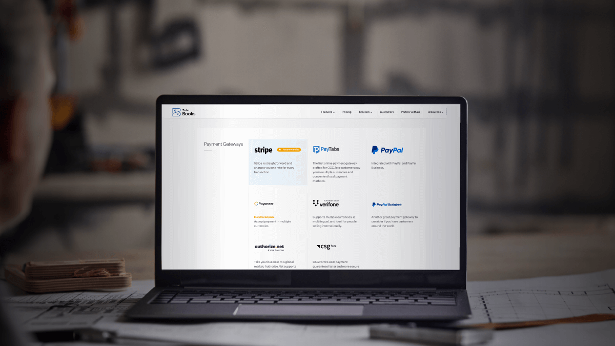 payment gateways in zoho books