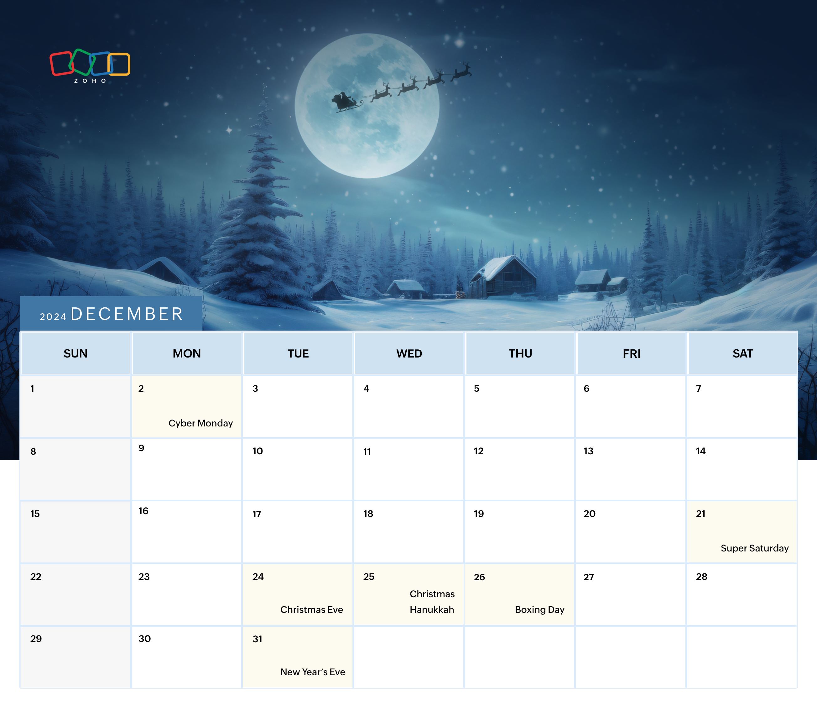 December holiday marketing calendar