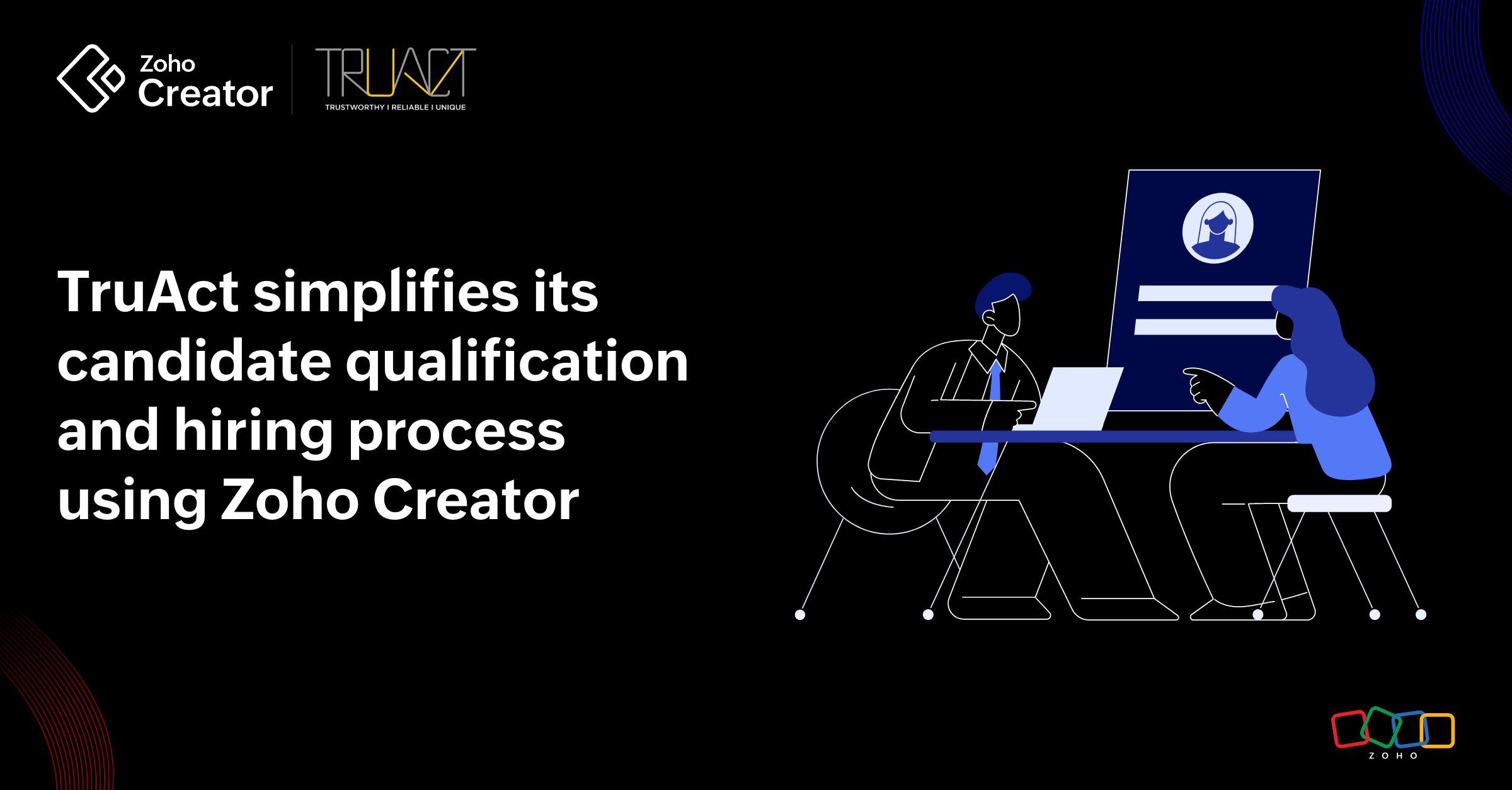 TruAct simplifies and automates an intensive, manual EdTech candidate qualification and hiring process using Zoho Creator