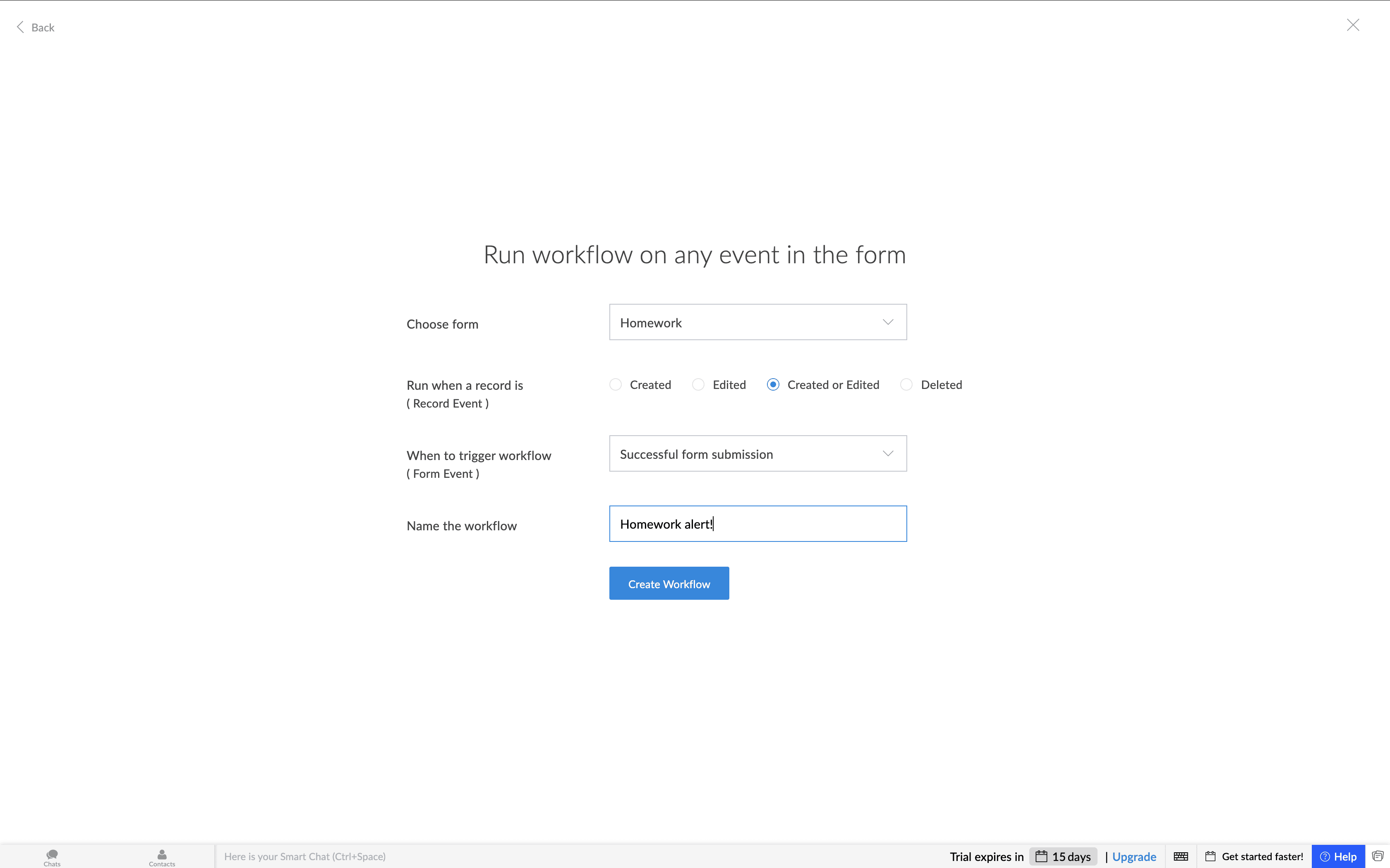 Workflows created using AI with Zoho Creator