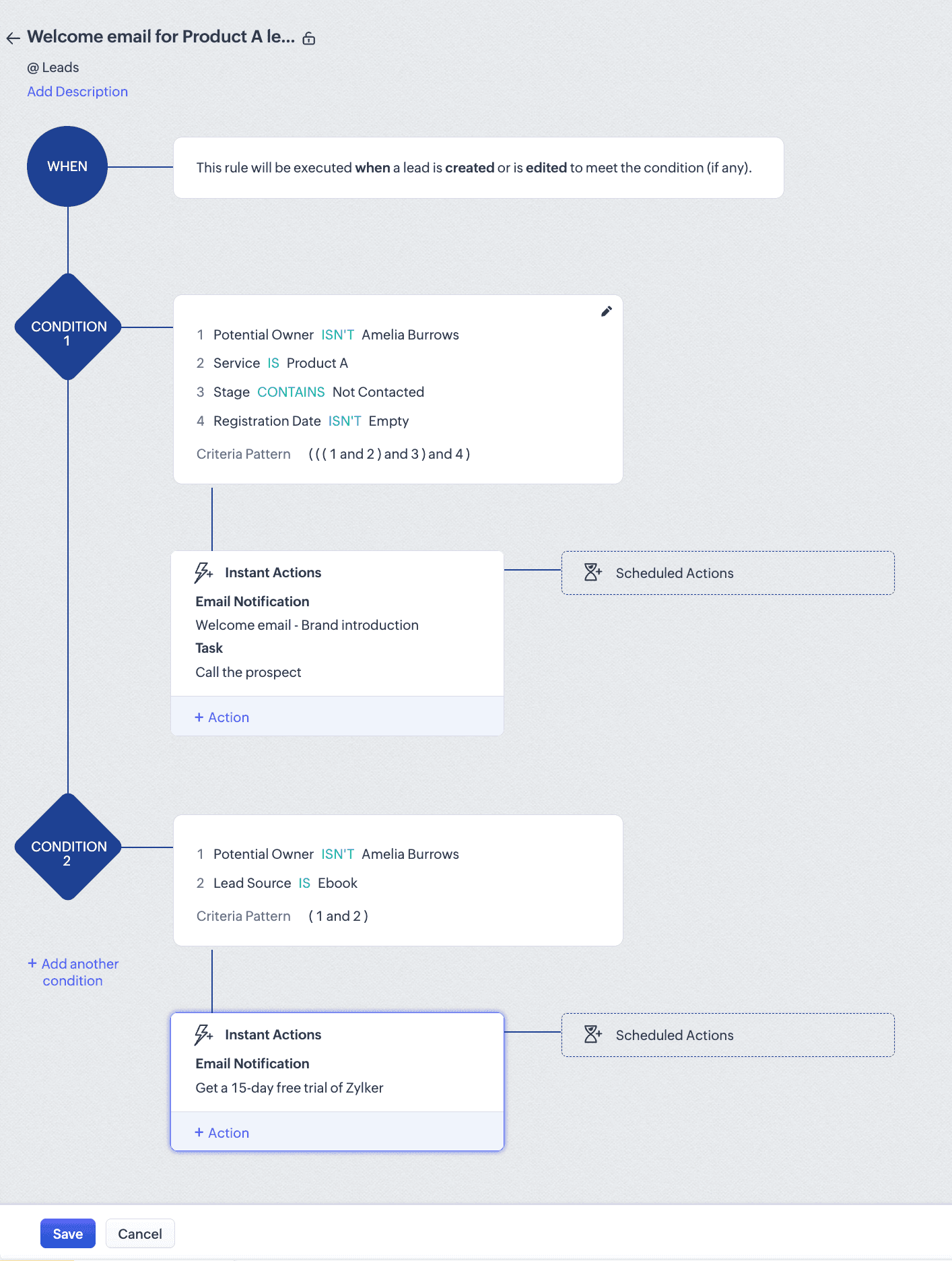 Zoho CRM workflow automation Activity triggered automation in Zoho CRM