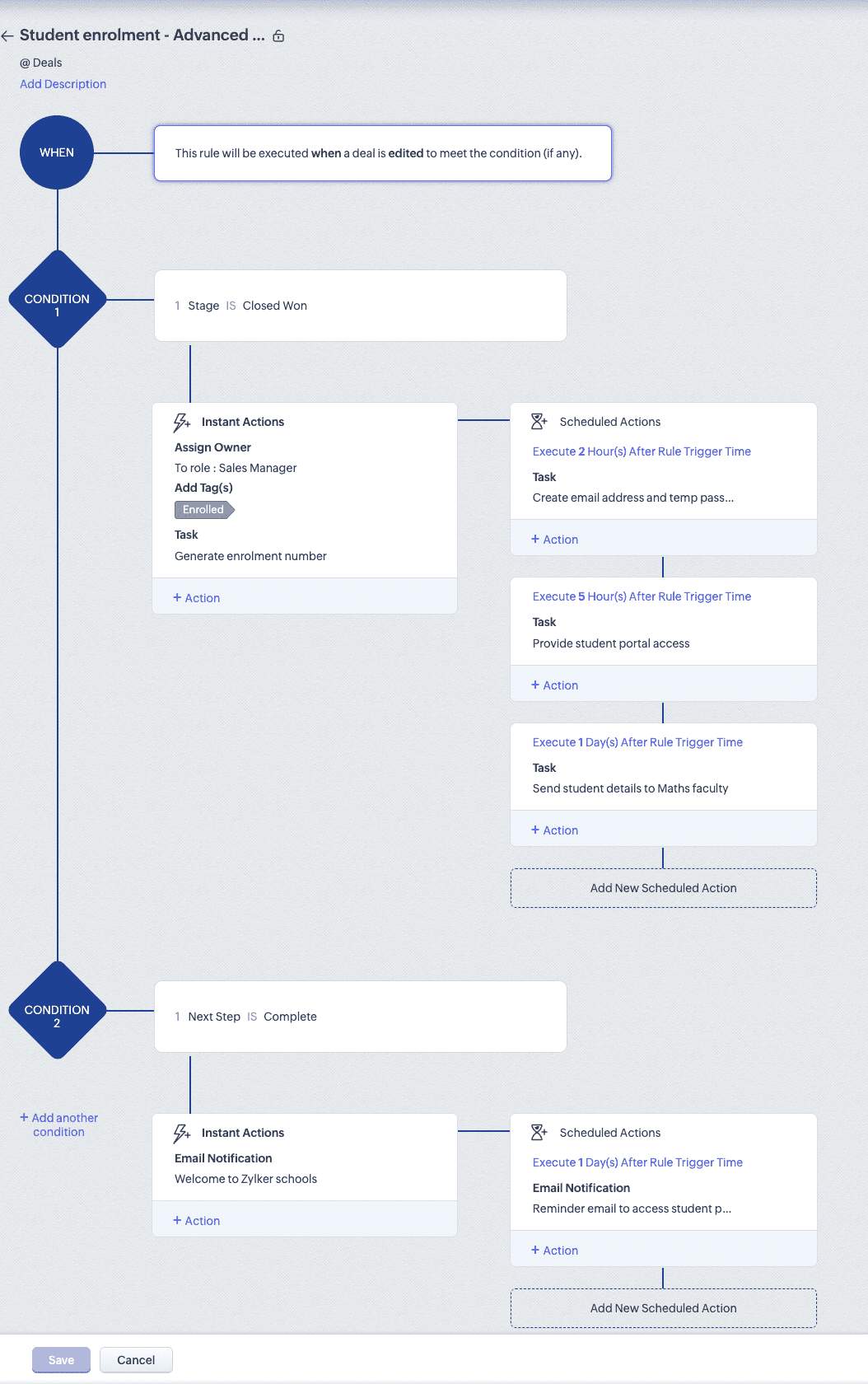 Sales automation template for student enrollment