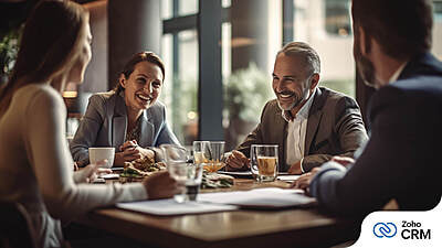 Lunch meeting between salesperson and clients