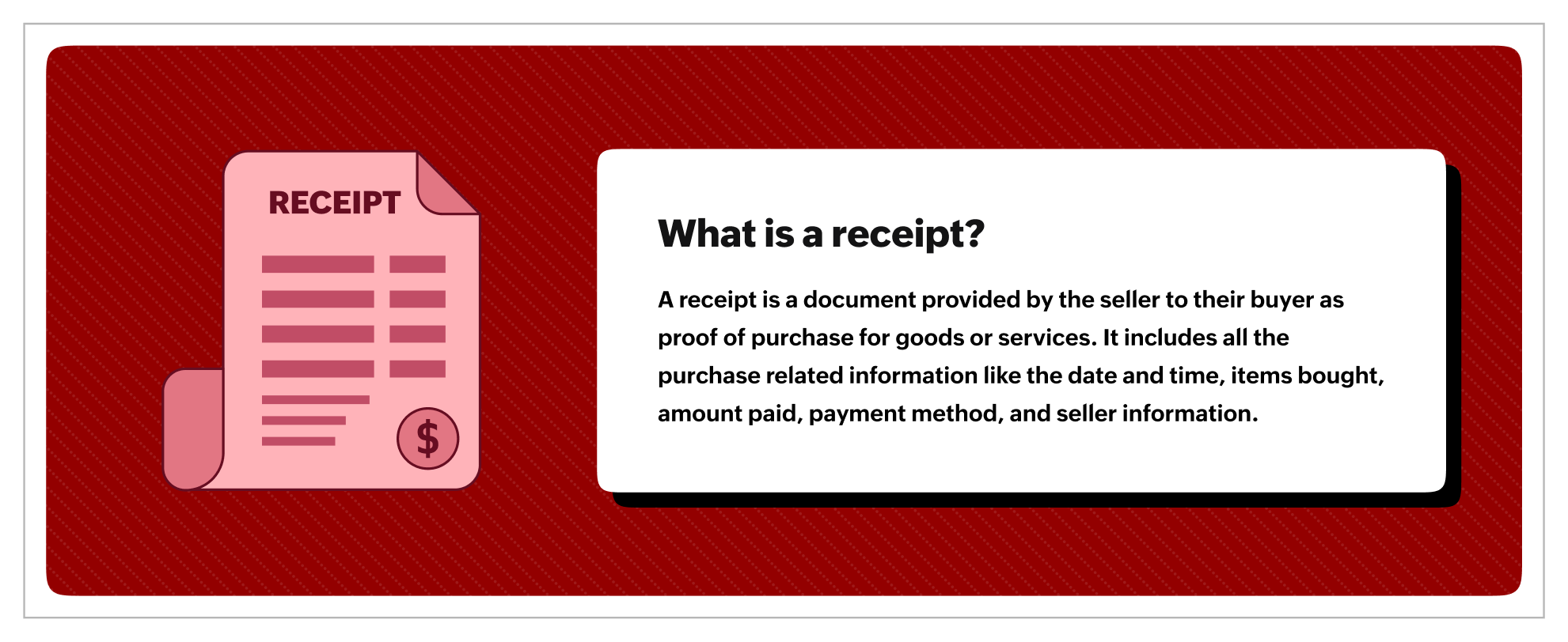 What is a receipt definition card