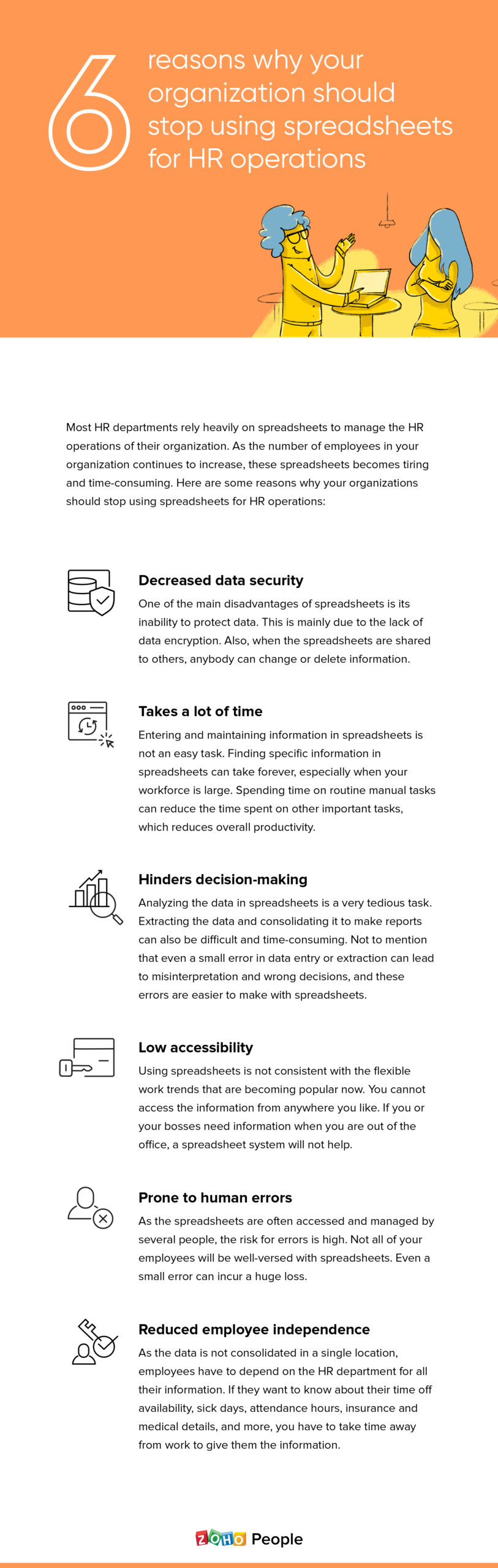 "Disadvantages of using spreadsheets for HR operations"