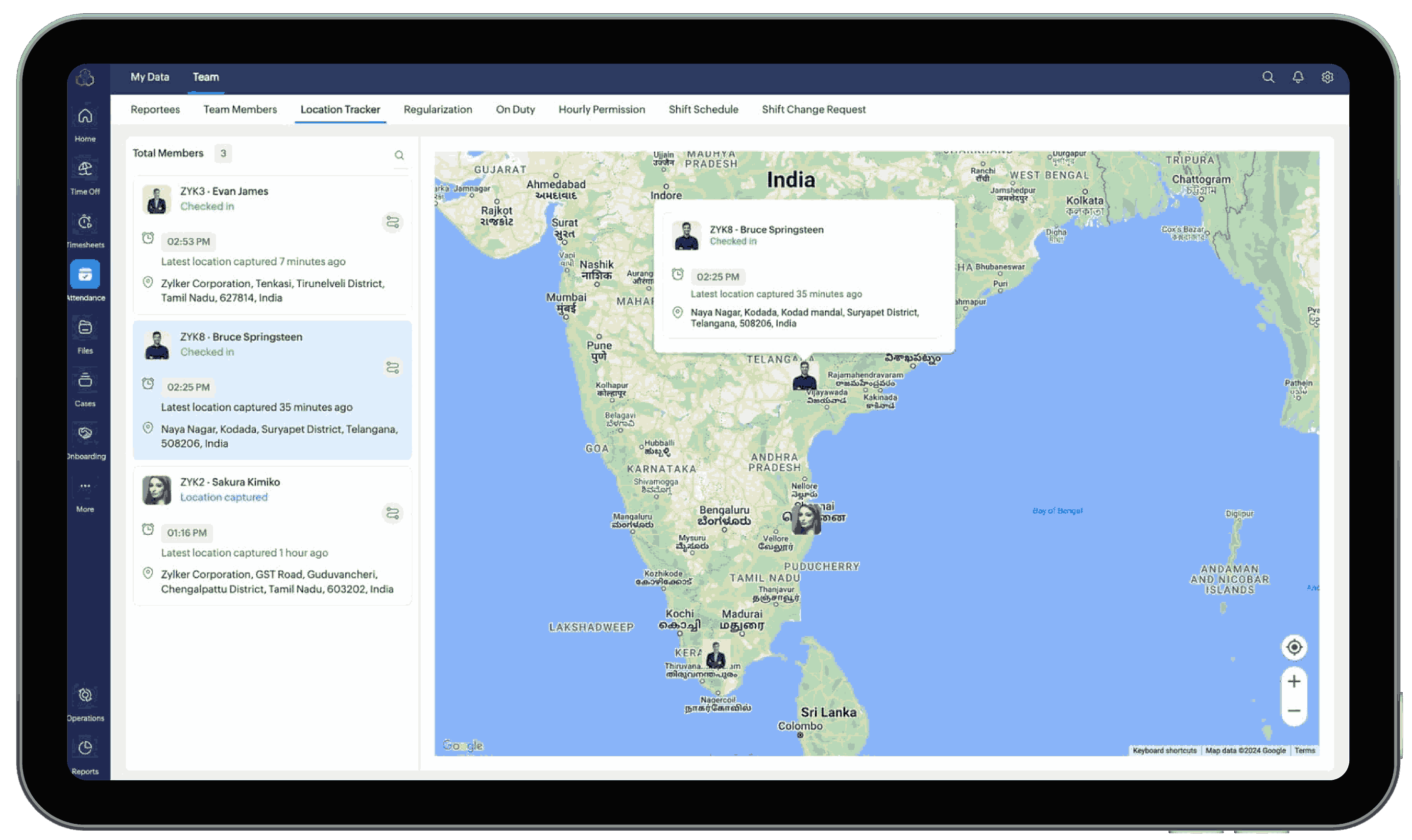 Location tracking in Zoho People