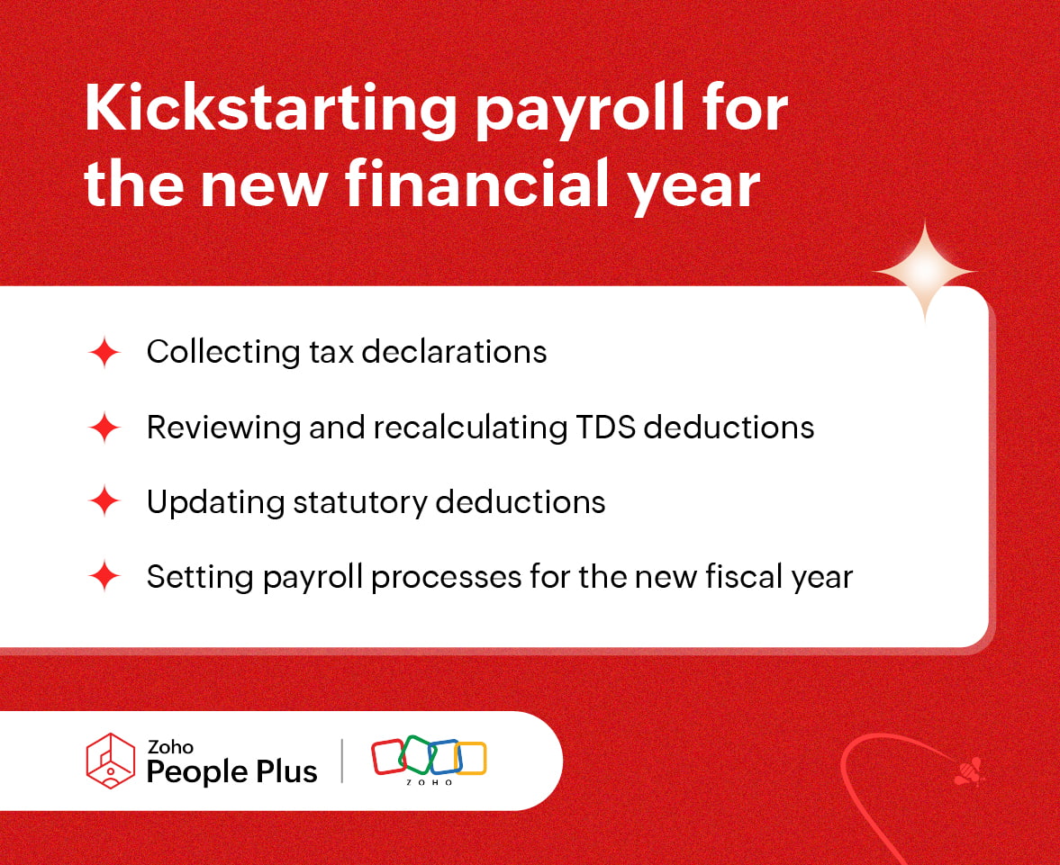 Key payroll activities at the start of the fiscal year - Zoho People Plus Key payroll activities at the start of the fiscal year - Zoho People Plus
