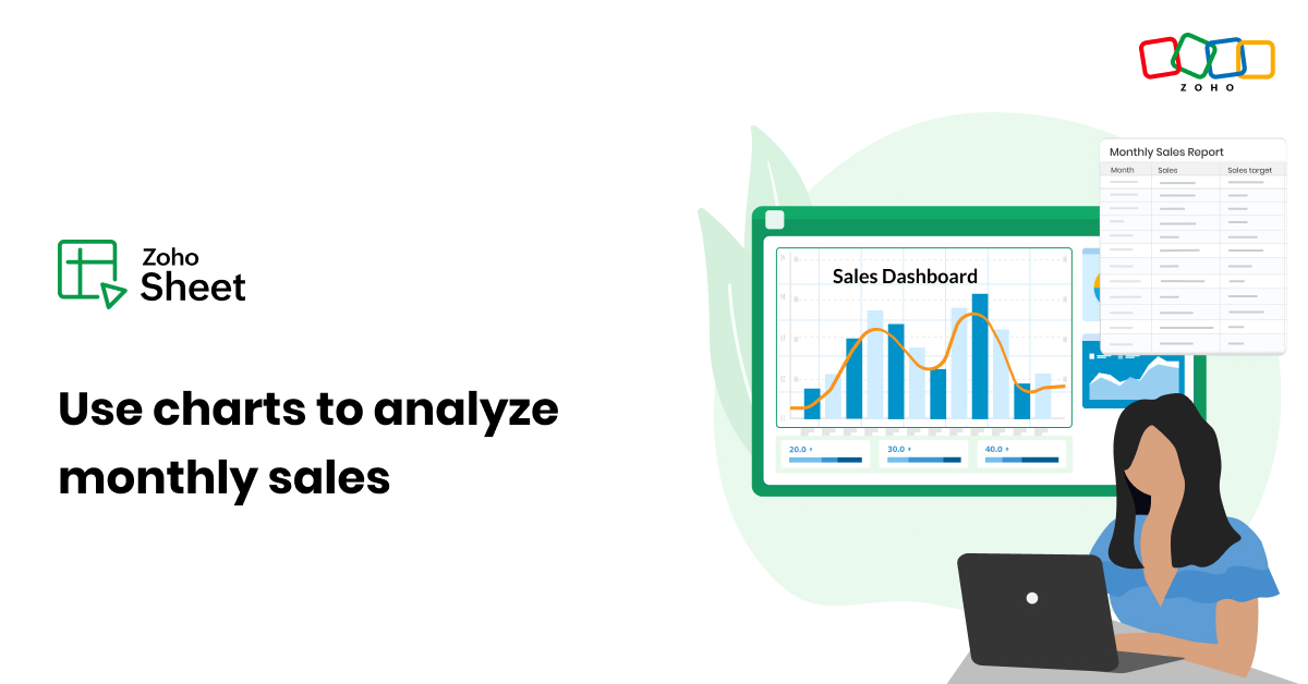 Charts to analyze monthly sales in Zoho Sheet