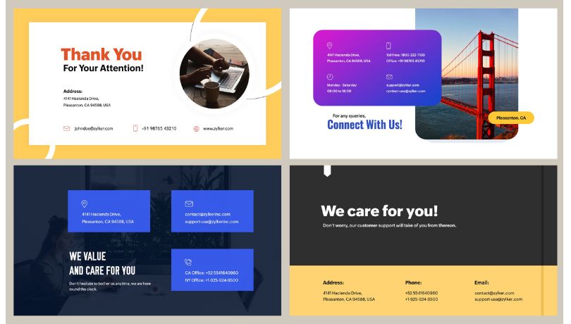 End slide templates for presentations