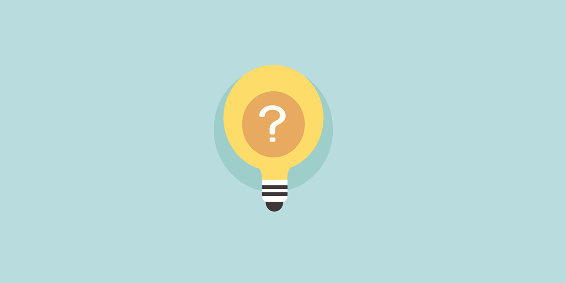 Illustration of a question mark inside an electric bulb, symbolizing an idea or knowledge