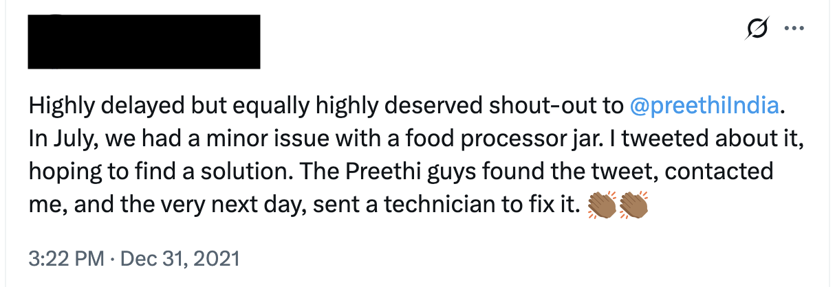 Social media shout-out for a brand