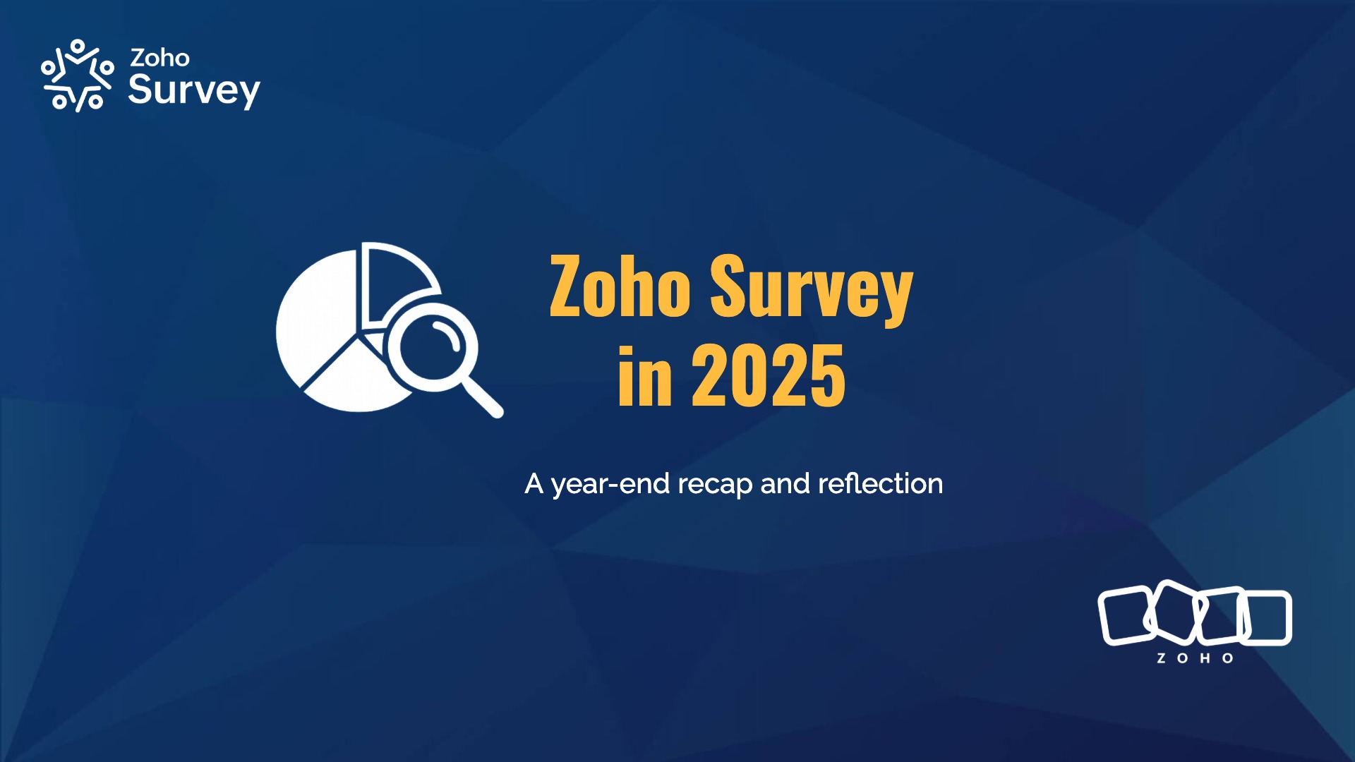 Zoho Survey year-end recap 2025 - Highlighting insights, research, and reflection.