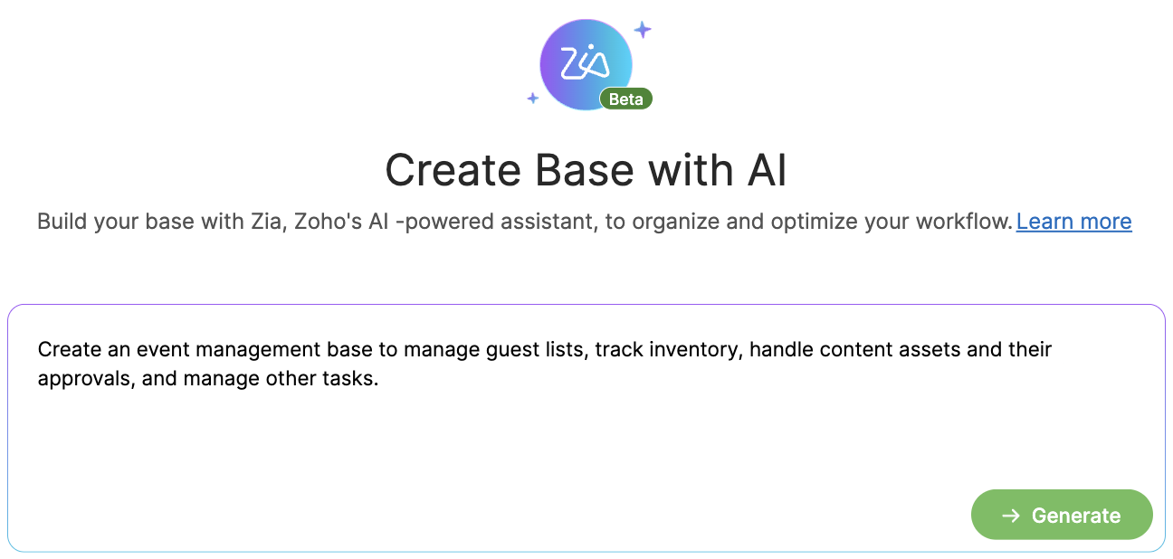 Create Base with AI WCC