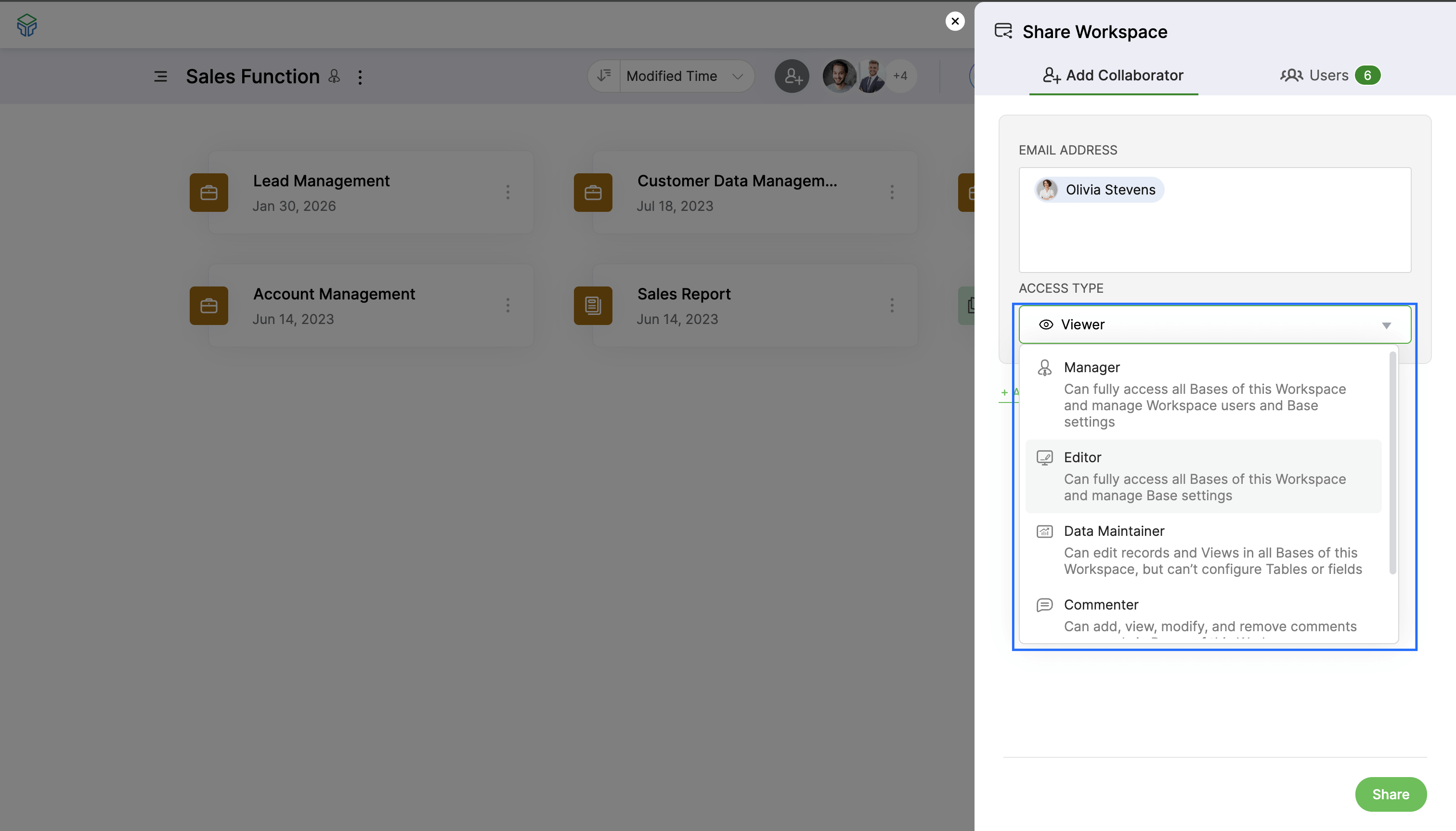 Access controls - Zoho Tables