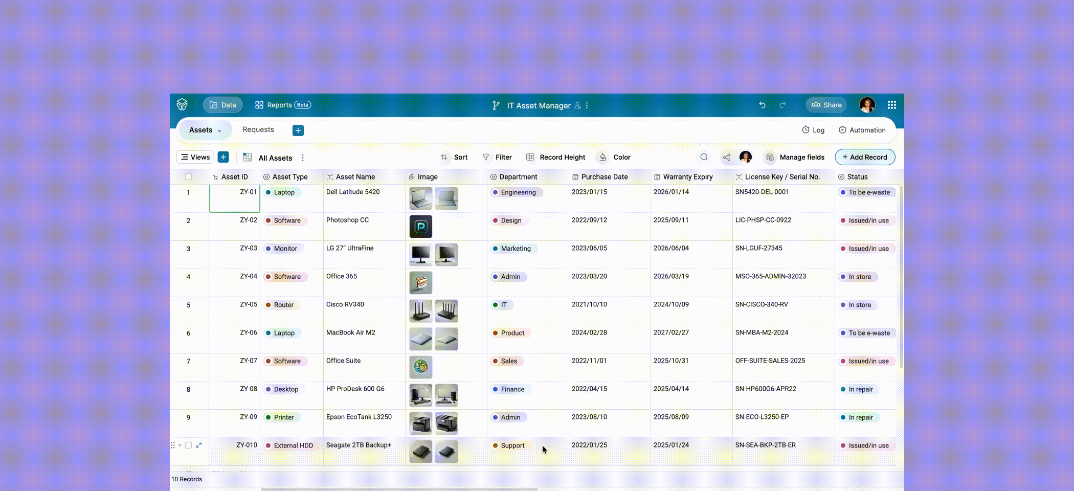 IT asset management template