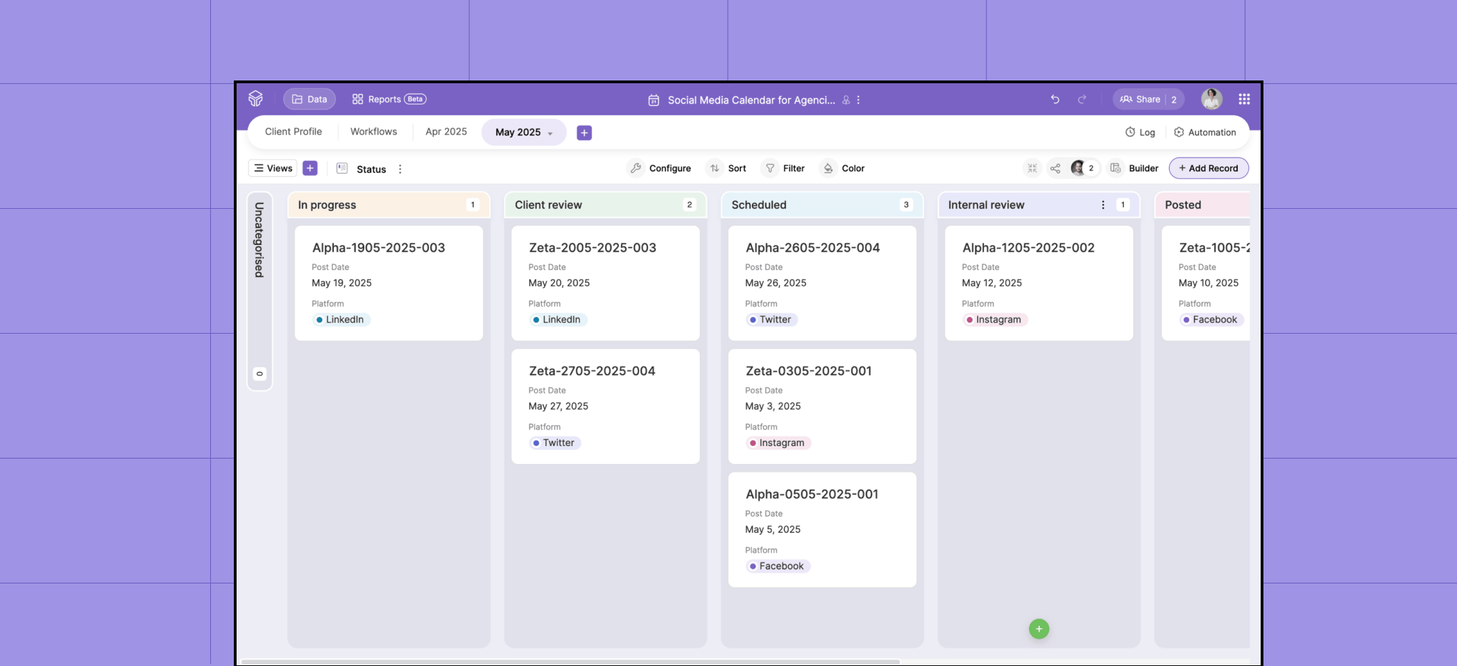 Kanban view in Zoho Tables Kanban view in Zoho Tables