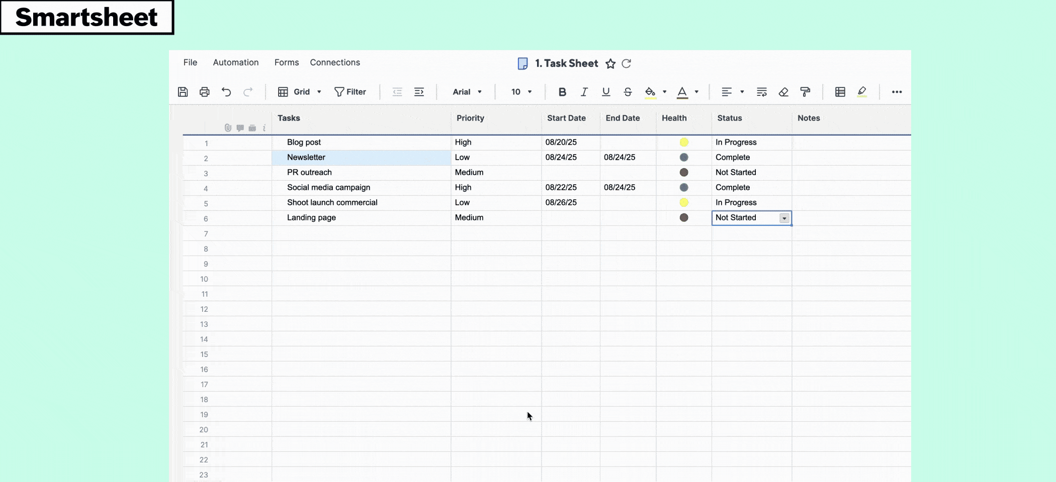 Linking sheets in Smartsheet