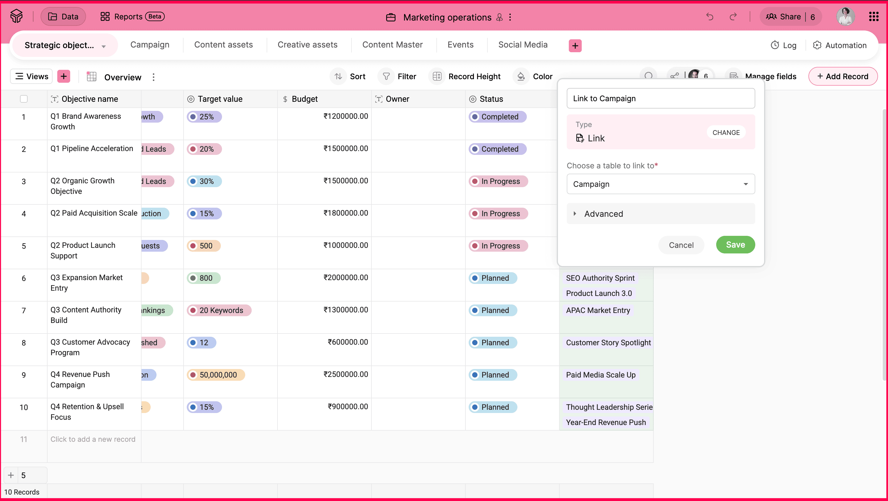 Grid view in Zoho Tables Grid view in Zoho Tables