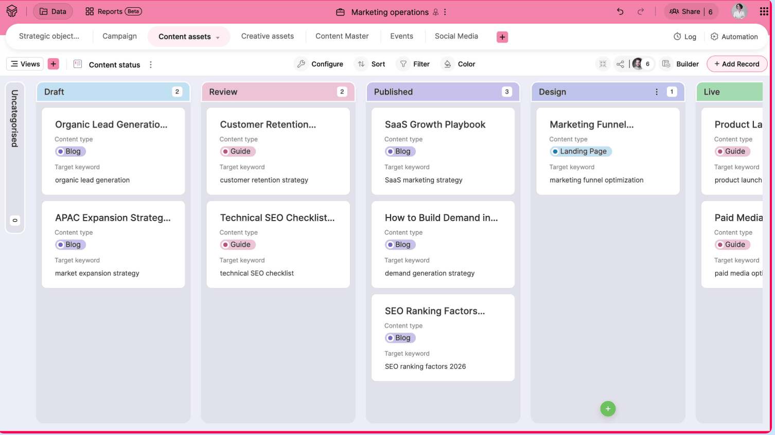 Kanban view in Zoho Tables Kanban view in Zoho Tables