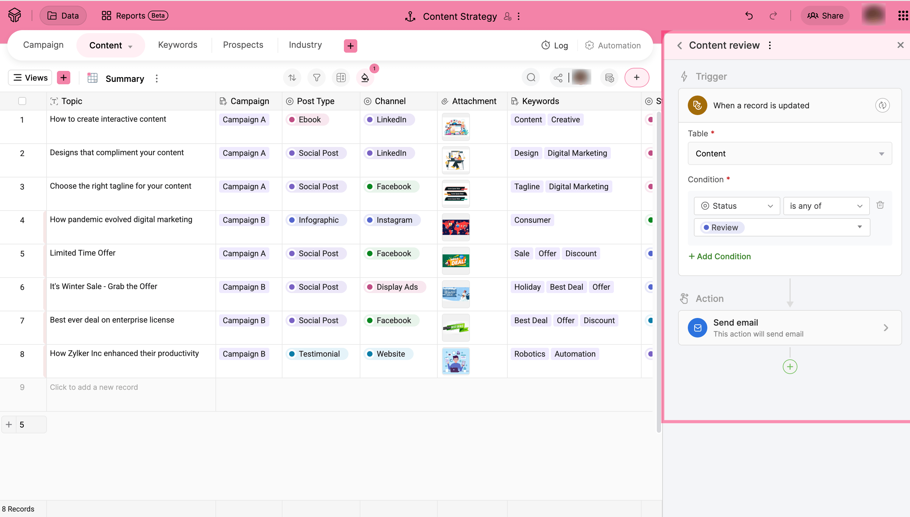 Zoho Tables - automation Zoho Tables - automation