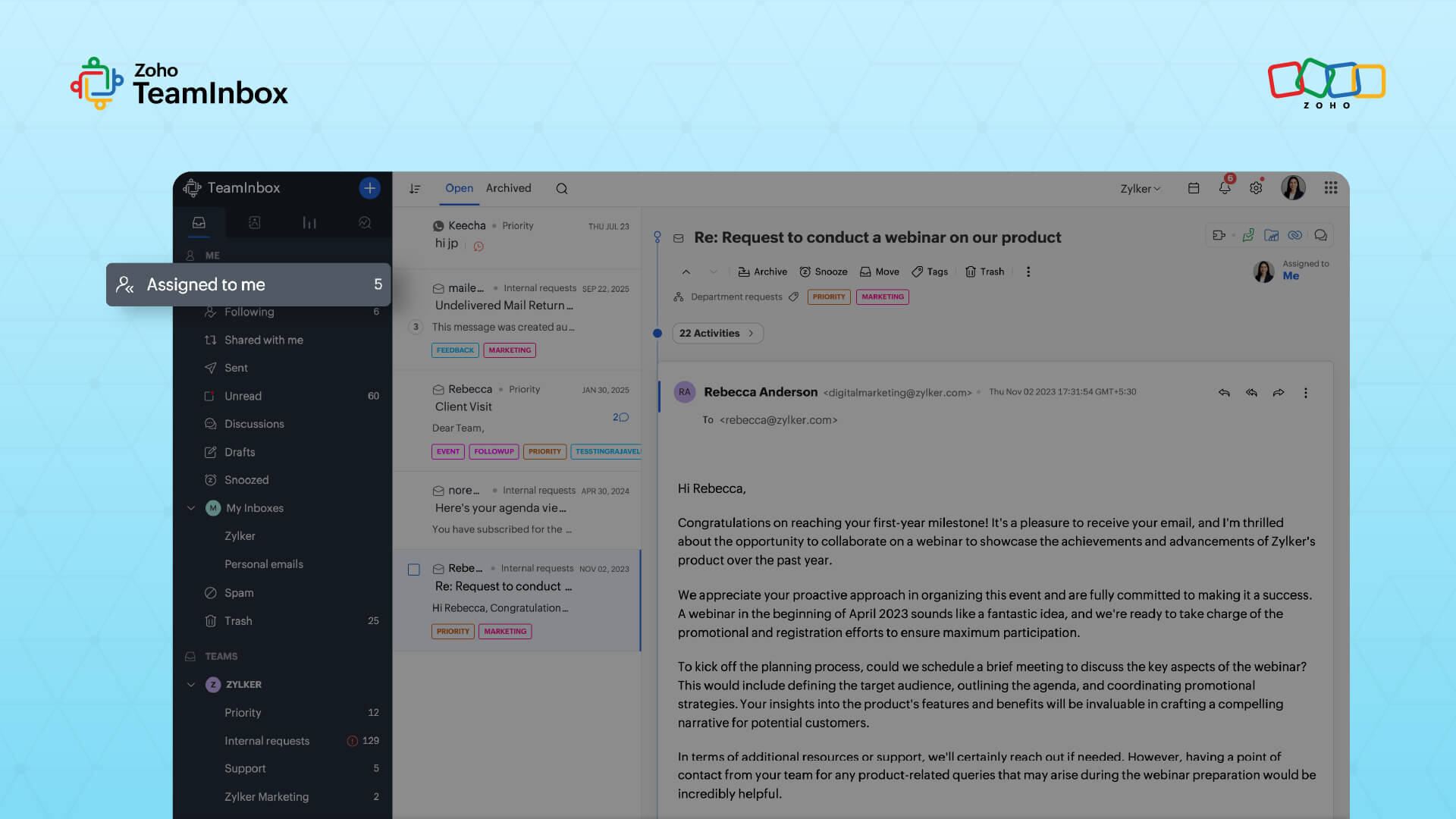 'Assigned to me' list view 'Assigned to me' list view