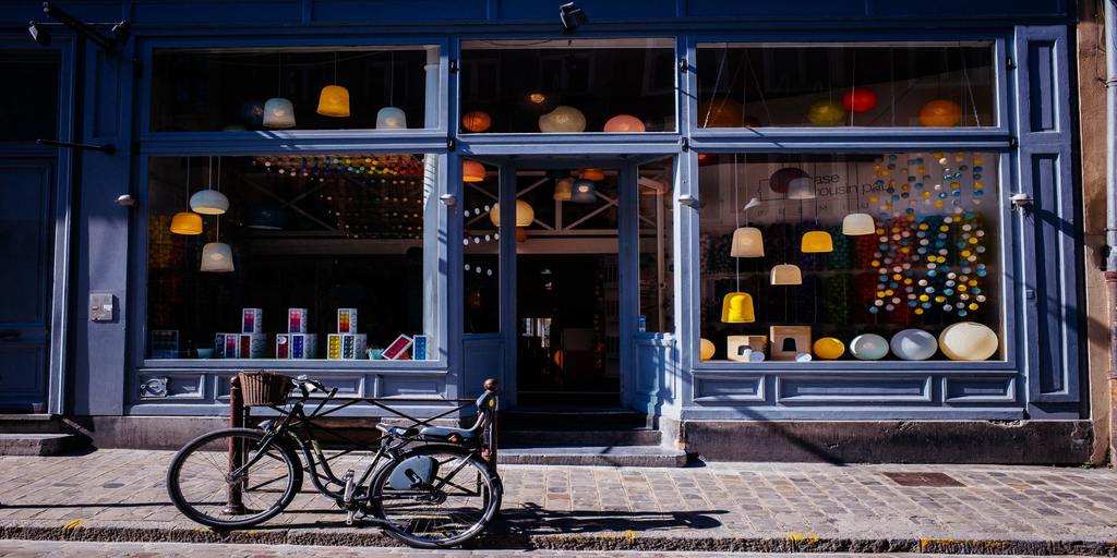 A window display of a home decor store