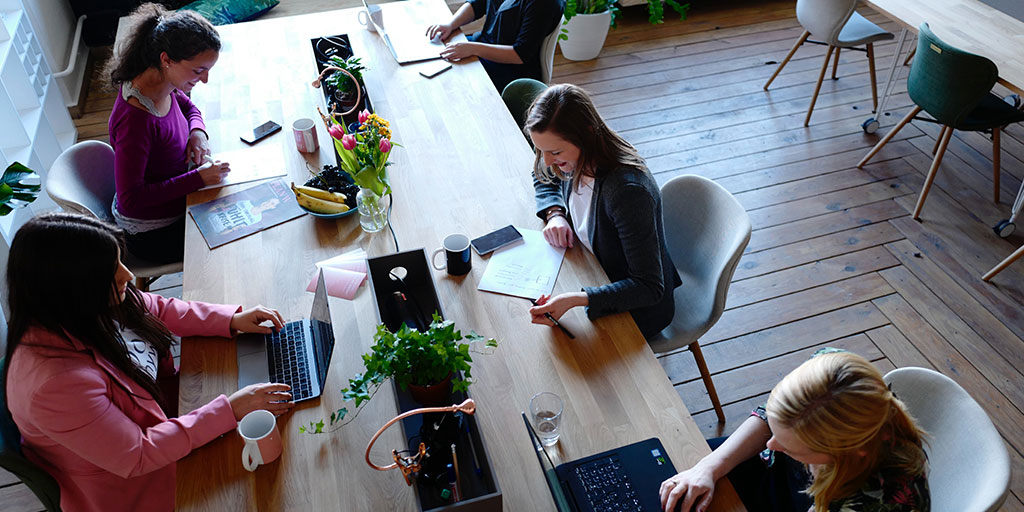 women employees working in an office