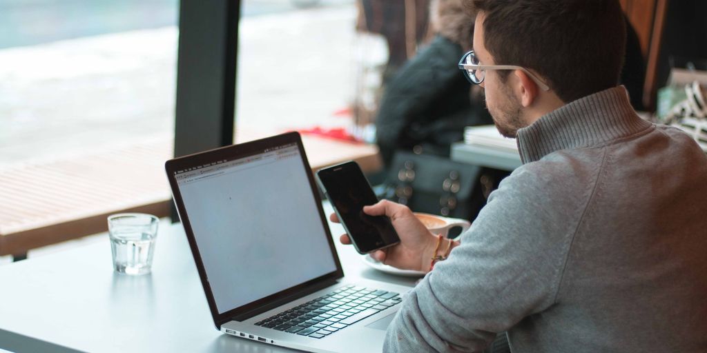 Man researching something on his laptop