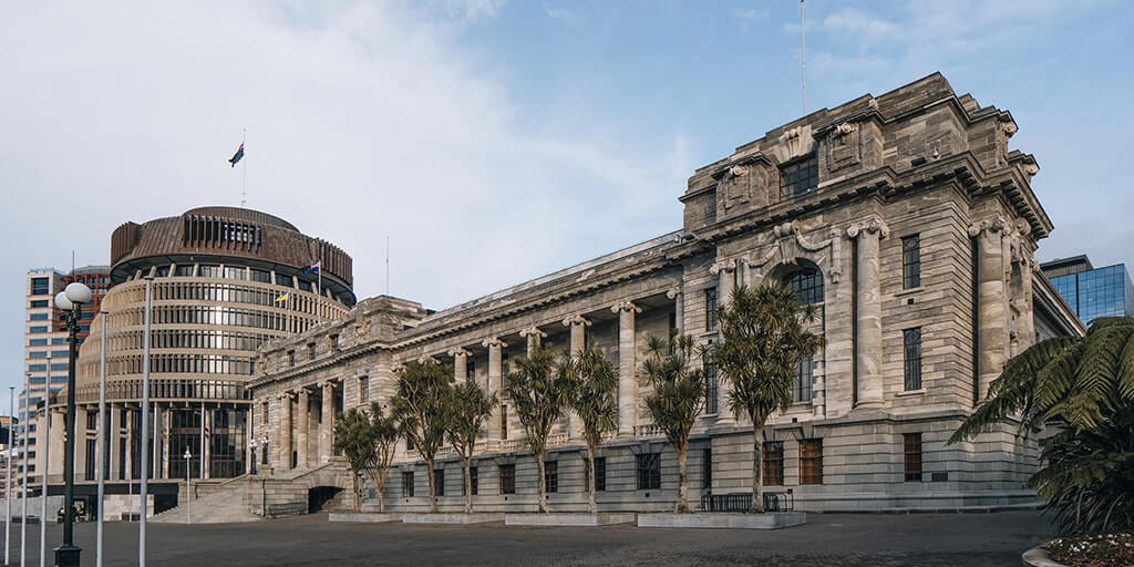 photo of the parliament building in Wellington, New Zealand