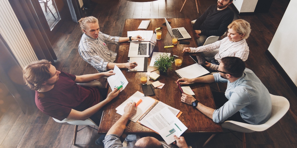 group of people in their work space