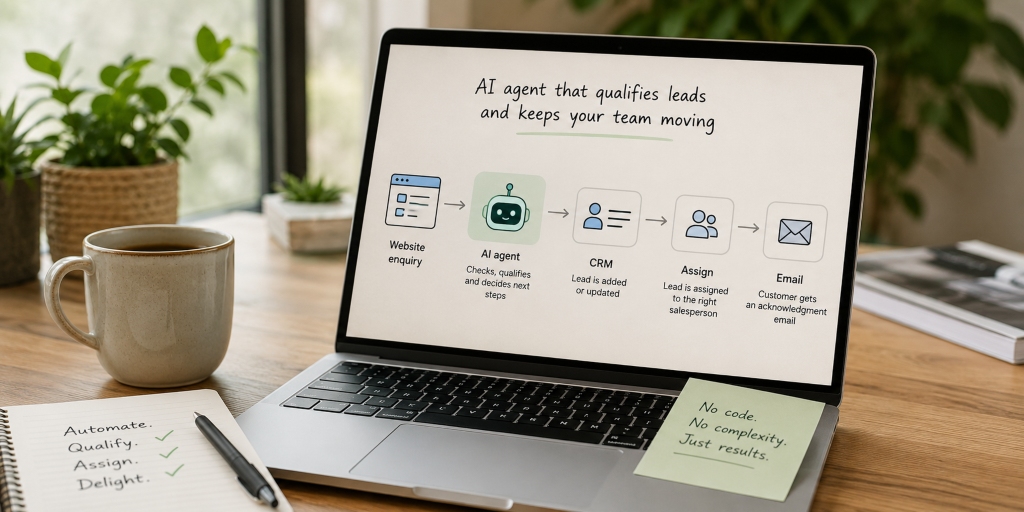No-code AI agent automating lead qualification and CRM updates