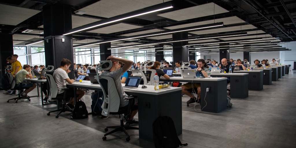 people working in their office ambience