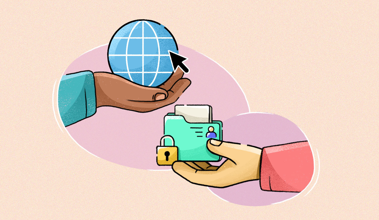 Illustration to depict offering of internet-based services in exchange for user data.