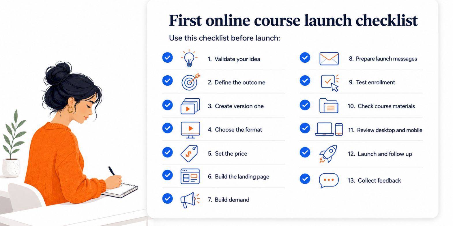 First online course launch checklist