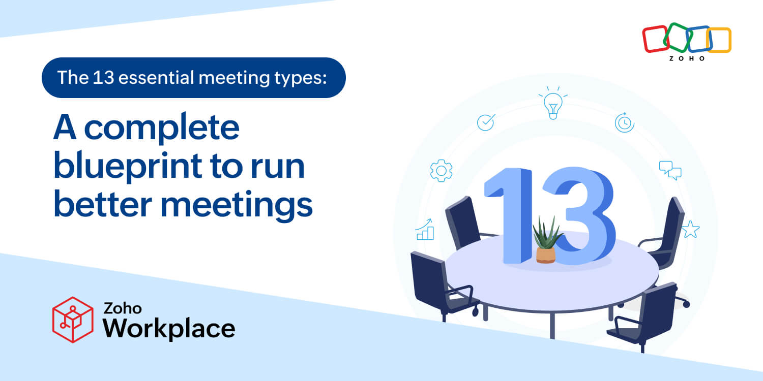 An image depicting there are 13 essential types of meeting