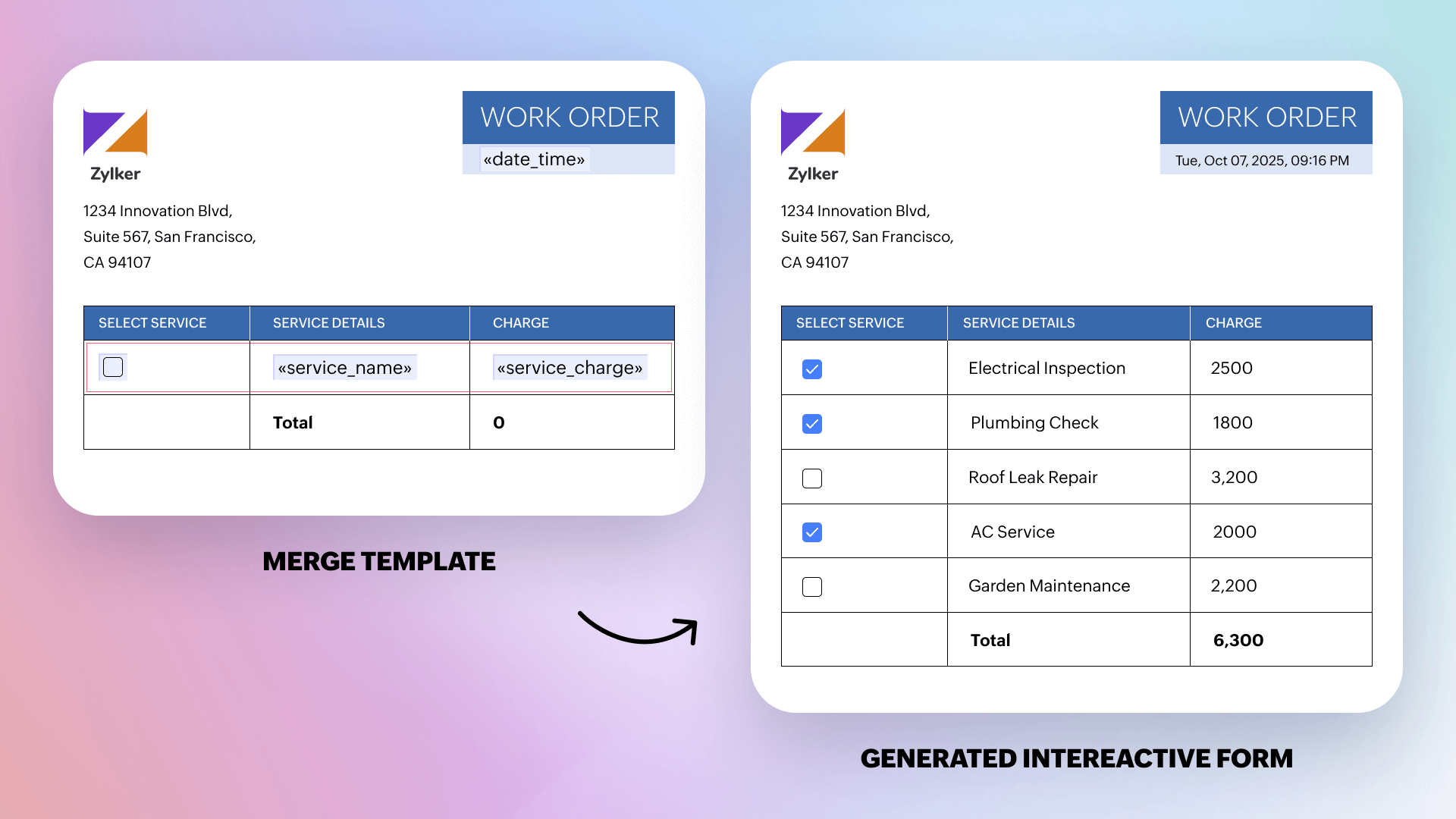Interactive Work Order Example