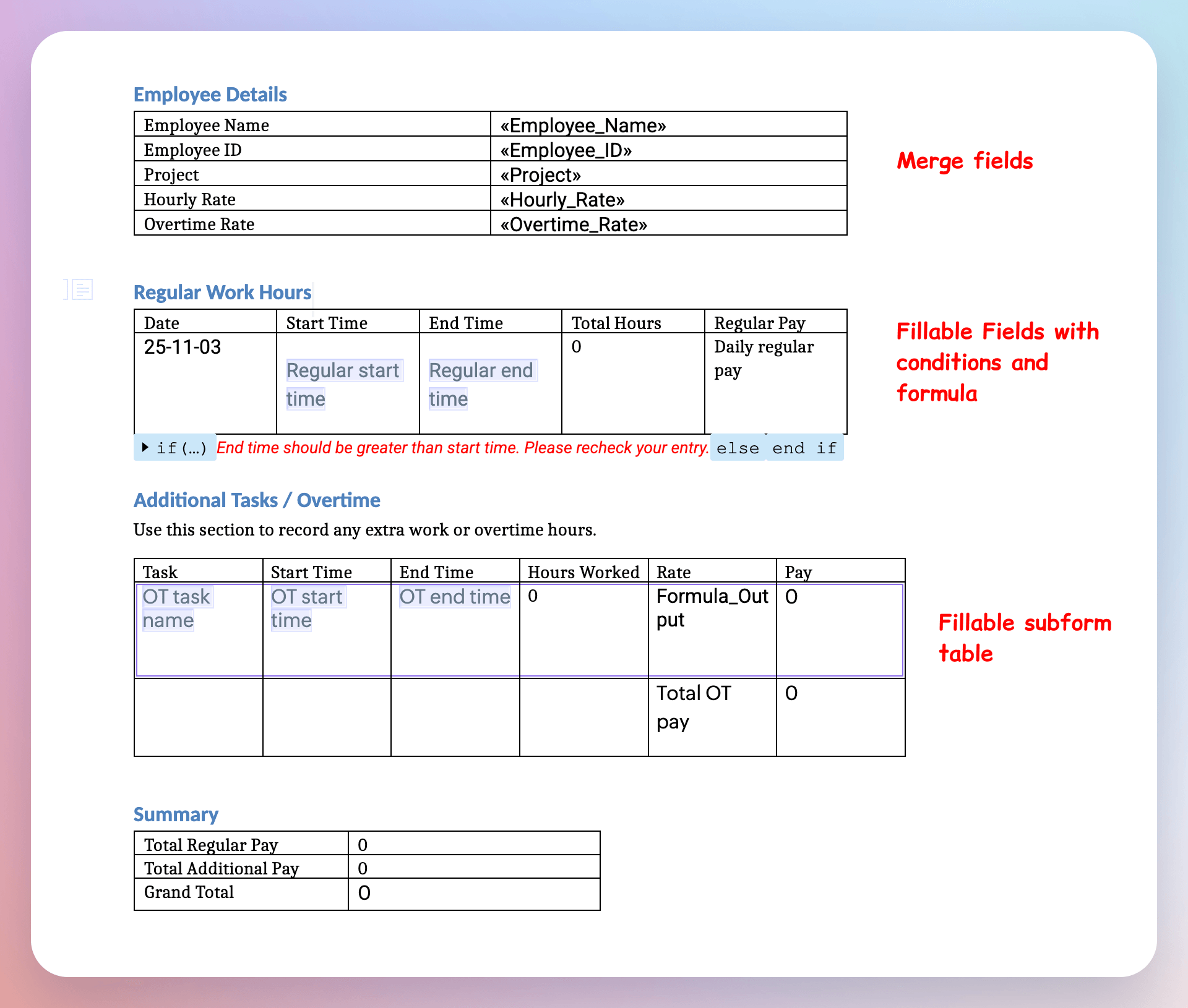 Dynamic Wage Calculator Example
