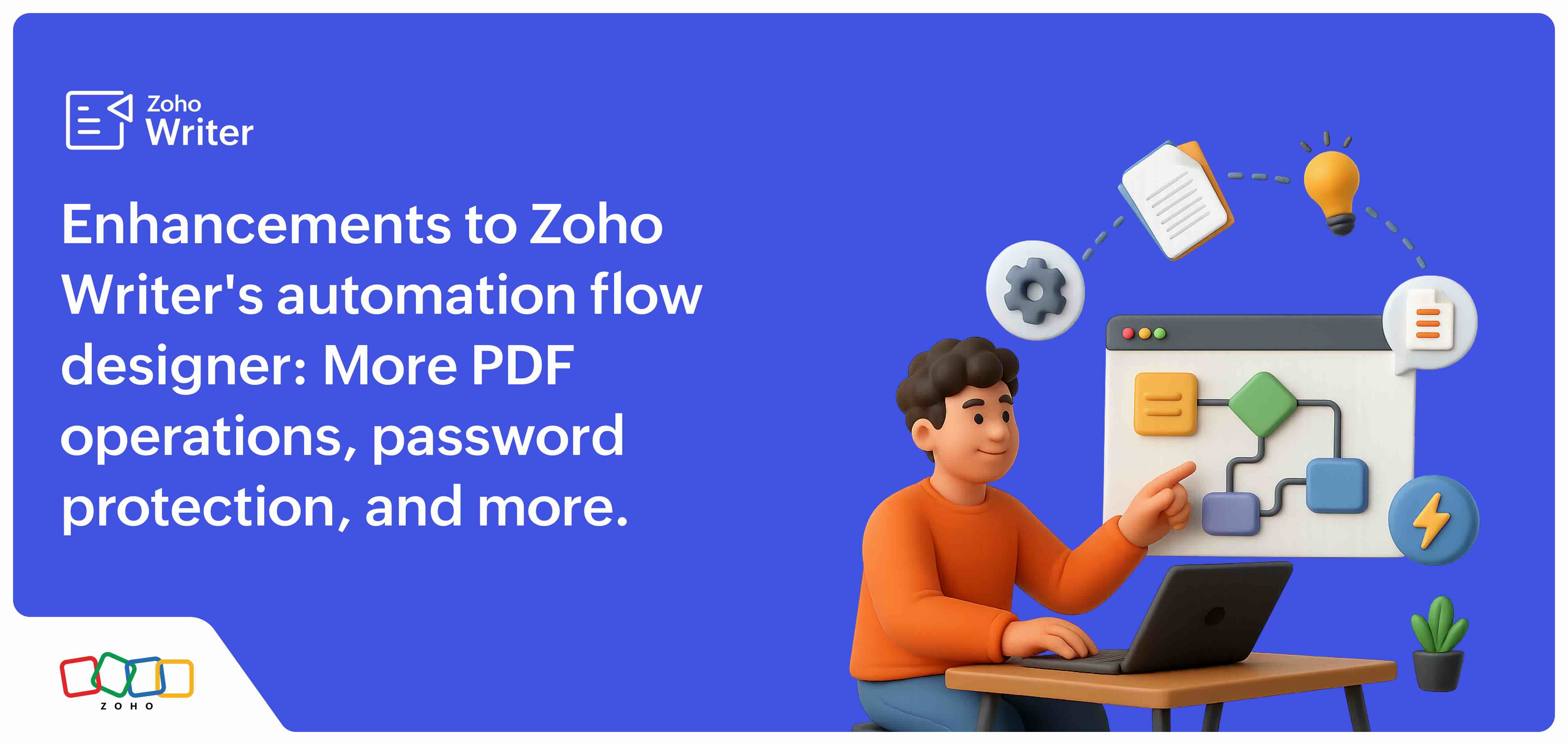 Enhancements to Zoho Writer's automation flow designer: New PDF operations, password protection, and more