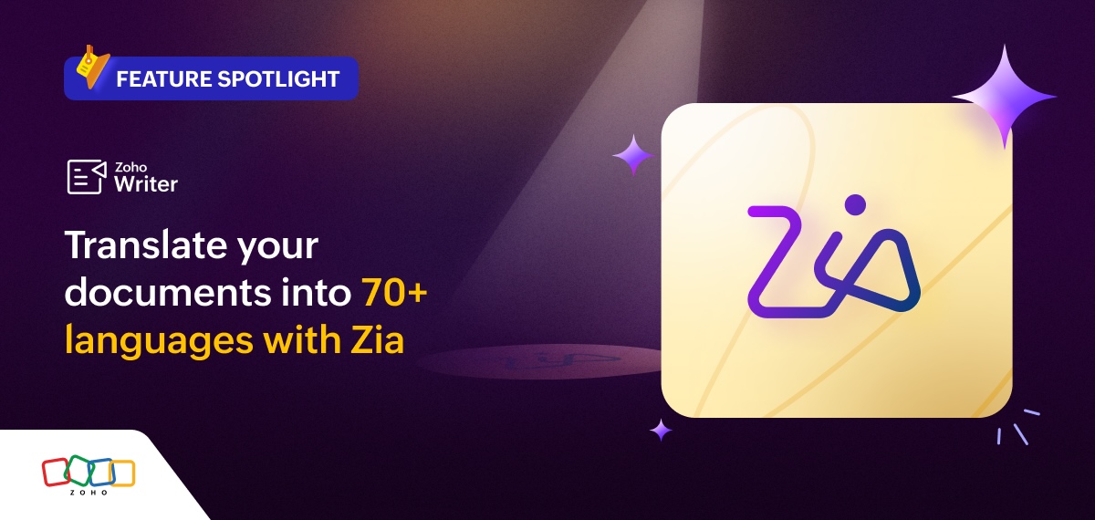 Translate documents into 70+ languages with Zia